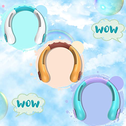 Trakxy Portable Neck Fan for Kids, Rechargeable Battery Powered Personal Mini Fan, Cartoon Headphones and Handsfree Wearable Design Kids Neck Fan for Children Sports, Studying, Playing-Blue