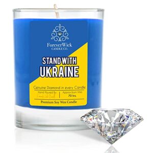 i stand with ukraine candle | foreverwick diamond candle to support ukraine | 100% donation candle | ukraine flag on every candle | ukraine support candles | blue 14oz soy wax candle