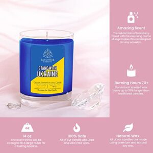 I Stand with Ukraine Candle | ForeverWick Diamond Candle to Support Ukraine | 100% Donation Candle | Ukraine Flag On Every Candle | Ukraine Support Candles | Blue 14oz Soy Wax Candle