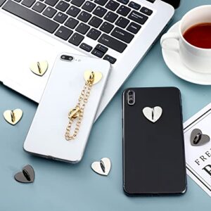 12 Pcs Cell Phone Charm Hook Finger Rings Adhesive Phone Finger Grip Loop Stand Metal Phone Charm Rings Sticky Heart Ring Phone Holder Heart Phone Ring for Cell Phone Tablet DIY Accessories, 3 Colors