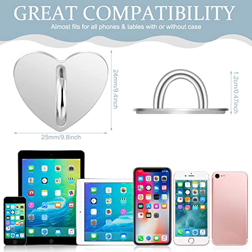 12 Pcs Cell Phone Charm Hook Finger Rings Adhesive Phone Finger Grip Loop Stand Metal Phone Charm Rings Sticky Heart Ring Phone Holder Heart Phone Ring for Cell Phone Tablet DIY Accessories, 3 Colors