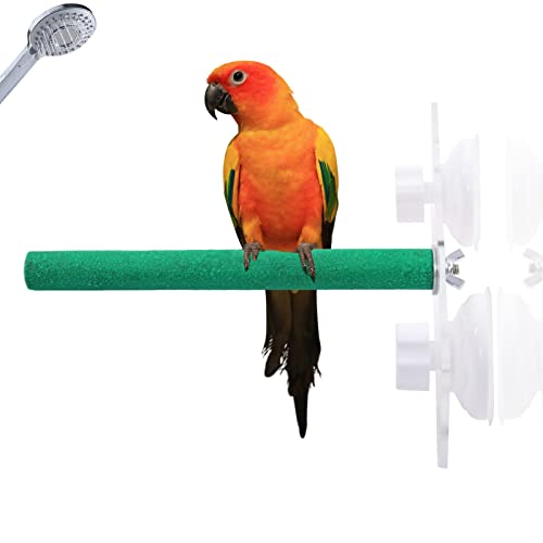 Bird Shower Perch Stand Parrot Frosted Surface Bath Perch with Suction Cup for Home Outdoor Window Glass Birdcage Parakeet Cockatiel