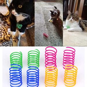 40 Pack Cat Spring Toy, Interactive Cat Toy for Indoor Cats Durable Plastic Coils Colorful Springs Cat Toys Active Healthy Fitness Play Coil Spiral Springs Kitten Toys for Swatting, Biting, Hunting