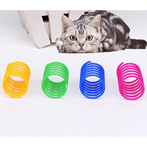 40 Pack Cat Spring Toy, Interactive Cat Toy for Indoor Cats Durable Plastic Coils Colorful Springs Cat Toys Active Healthy Fitness Play Coil Spiral Springs Kitten Toys for Swatting, Biting, Hunting