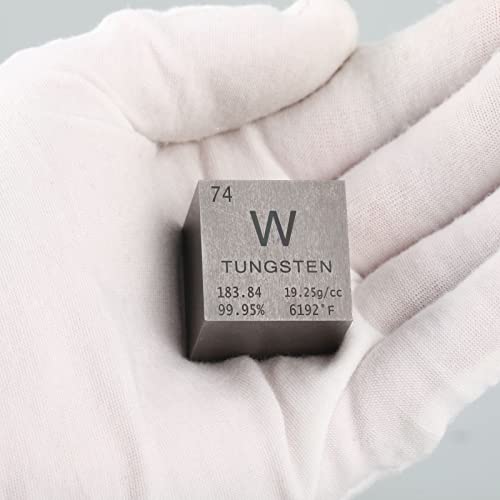Tungsten Cube Metal Density Cubes Pure Metal High Density Element Cube for Element Collections Lab Experiment Material Hobbies Heavy Small Objects Experience (Tungsten, 1 Inch)