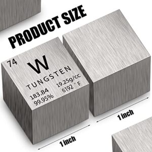 Tungsten Cube Metal Density Cubes Pure Metal High Density Element Cube for Element Collections Lab Experiment Material Hobbies Heavy Small Objects Experience (Tungsten, 1 Inch)