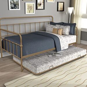 Merax Twin Daybed Sofa Bed with Upholstered Sideboard with Trundle, Metal + Bronze