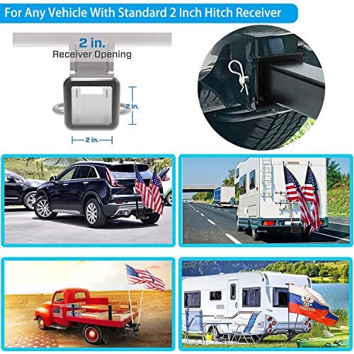JUYEER Truck Flag Pole Mount Hitch Flag Pole Holder Heavy Duty Flag Pole Mount for Any Vehicle with Standard 2" Hitch Receiver, Hitch Flag Pole Mount for Pickup, Trucks, Trailer, SUV,Car etc