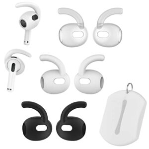 ear hooks covers compatible with apple airpods 3, added storage pouch, anti-slip silicone in-ear earhooks covers, ear wings accessories for apple airpods 3rd generation (3 pairs, mixed colors)