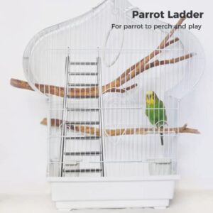 GEKMOR Parrot Ladder 9-Step Stainless Steel Rustproof Metal Nonskid Smooth Portable Bird Cage Ladder with Hooks Cockatiel Stand Ladder for Parrots Parakeets Cockatoos Lovebirds