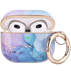 oleband airpod 3rd generation case(2021) with cute pattern,hard cover,anti-slip airpods 3 case,compatible for apple air pod case 3rd gen,for women and girls,watercolor marble