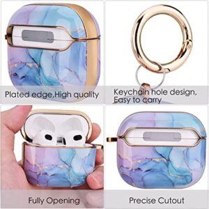 OLEBAND Airpod 3rd Generation Case(2021) with Cute Pattern,Hard Cover,Anti-Slip Airpods 3 Case,Compatible for Apple Air pod Case 3rd Gen,for Women and Girls,Watercolor Marble