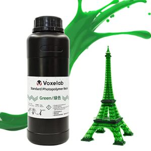 voxelab 3d printer resin, lcd uv-curing resin, tough & rigid 3d resin with 405nm standard photopolymer for lcd 3d printing(0.5kg,green)