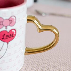Sanrio Hello Kitty Love Heart-Shaped Handle Ceramic Mug | Large Coffee Cup For Espresso, Caffeine, Beverages, Home & Kitchen Essentials | Cute Valentine's Day Gifts and Collectibles | Holds 14 Ounces