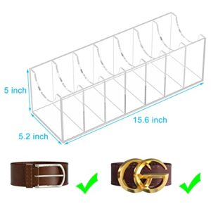 NIUBEE Belt Organizer, Acrylic Belt Storage Holder for The Closet, 7 Compartments Display Case for Tie and Bow Tie