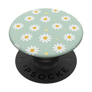sage green daisy flower aesthetic daisies floral pattern popsockets swappable popgrip