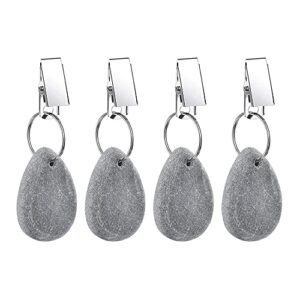 tablecloth weights hangers, tablecloth pendant stone table cover weights with metal clips for outdoor party picnic table decoration (grey (4pcs))