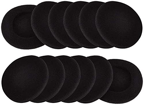 12 Pairs 45mm / 1.8inch Headset Ear Cap Replacement for Most Standard Size Ear Cushions Ear pad Cover Sponge Replacement Ear pad Headphones Black