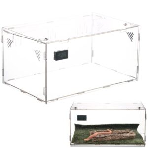 petierweit reptile terrarium acrylic reptile tank with temperature hygrometer 15.3"x9.7"x7.6" large reptile breeding box suitable for tortoise, horned frog, gecko, chameleon, snake, hamster, spider