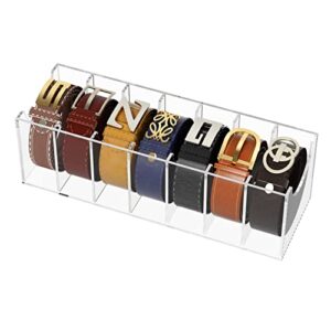 femeli belt organizer, acrylic 7 compartments belt container storage holder, clear belt display case for closet tie and bow tie