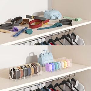 FEMELI Belt Organizer, Acrylic 7 Compartments Belt Container Storage Holder, Clear Belt Display Case for Closet Tie and Bow Tie