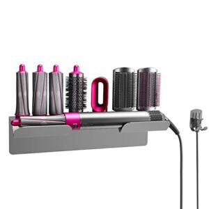 eutrkei wall mount holder for dyson airwrap styler, airwrap holder compatible with 7 styling accessories, metal organizor storage organizer for home bedroom bathroom, matte grey(only holder)