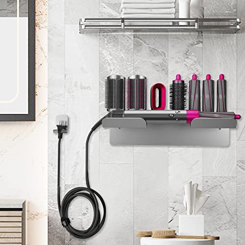 EUTRKei Wall Mount Holder for Dyson Airwrap Styler, Airwrap Holder Compatible with 7 Styling Accessories, Metal Organizor Storage Organizer for Home Bedroom Bathroom, Matte Grey(Only Holder)