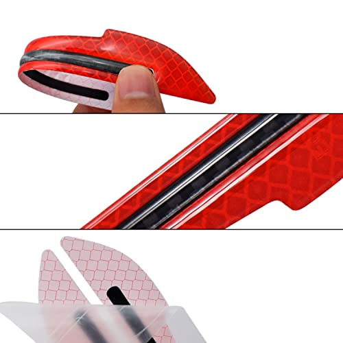 Yungeln Carbon Fiber Car Door Handle Stickers Rearview Mirror Reflective Warning Stickers Universal Auto Door Handle Scratch Cover Guard Protective Film Pad with Safety Reflective Strips 12 Pack