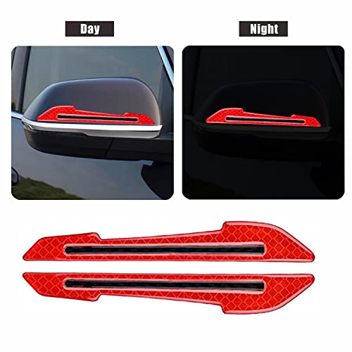 Yungeln Carbon Fiber Car Door Handle Stickers Rearview Mirror Reflective Warning Stickers Universal Auto Door Handle Scratch Cover Guard Protective Film Pad with Safety Reflective Strips 12 Pack