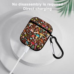 Colorful Cartoon Mushroom AirPods 2 & 1 Case Cover Gifts with Keychain, Shock Absorption Soft Cover AirPods 2 & 1 Earphone Protective Case for Men Women