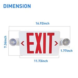 Exit Sign with Emergency Exit Lights, OSTEK ABS Fire Safety Red Emergency Exit Sign with 2 Adjustable Flood Lights, Double Face and 90min Long Backup Battery, (UL Certified 120-277V) (1pack)