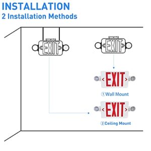 Exit Sign with Emergency Exit Lights, OSTEK ABS Fire Safety Red Emergency Exit Sign with 2 Adjustable Flood Lights, Double Face and 90min Long Backup Battery, (UL Certified 120-277V) (1pack)