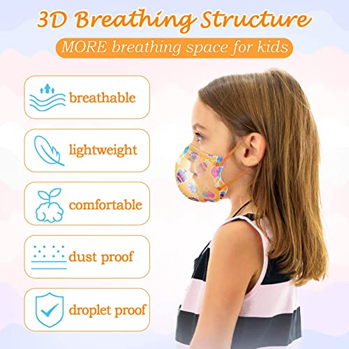 Kids KN95 Masks for Children, 50 Pack 5 Ply KN95 Mask for Kids with Adjustable Earloop, Multicolor Print Children's Mask Breathable Face Masks for Girls Boys