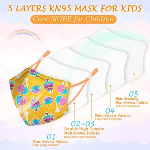 Kids KN95 Masks for Children, 50 Pack 5 Ply KN95 Mask for Kids with Adjustable Earloop, Multicolor Print Children's Mask Breathable Face Masks for Girls Boys