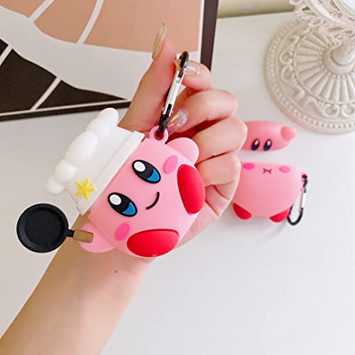 【2 Pack】 Aerymli 3D Kirby Case for Airpods 2nd/1st,3D Cute Cartoon Anime Airpod 2 Case,3D Kawaii Unique Kirby Shape Kids Teens Girls Women Soft Silicone Case for Airpods 2nd/Airpods 1st Case