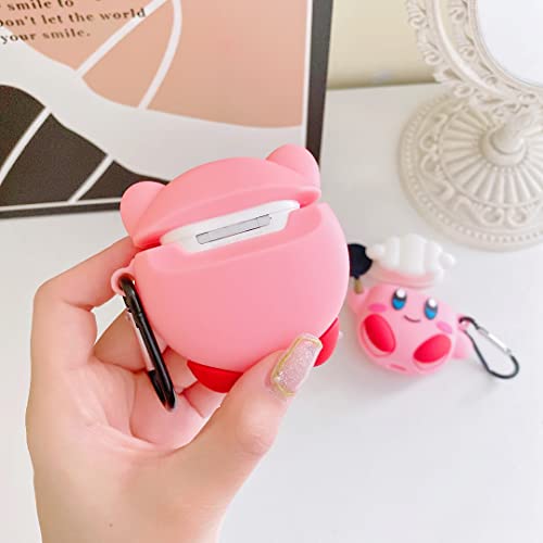 【2 Pack】 Aerymli 3D Kirby Case for Airpods 2nd/1st,3D Cute Cartoon Anime Airpod 2 Case,3D Kawaii Unique Kirby Shape Kids Teens Girls Women Soft Silicone Case for Airpods 2nd/Airpods 1st Case