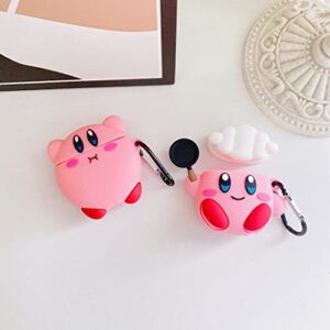 【2 Pack】 Aerymli 3D Kirby Case for Airpods 2nd/1st,3D Cute Cartoon Anime Airpod 2 Case,3D Kawaii Unique Kirby Shape Kids Teens Girls Women Soft Silicone Case for Airpods 2nd/Airpods 1st Case