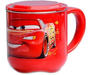 everyday delights disney cars lightning mcqueen abs stainless steel cup with lid, 250ml, red