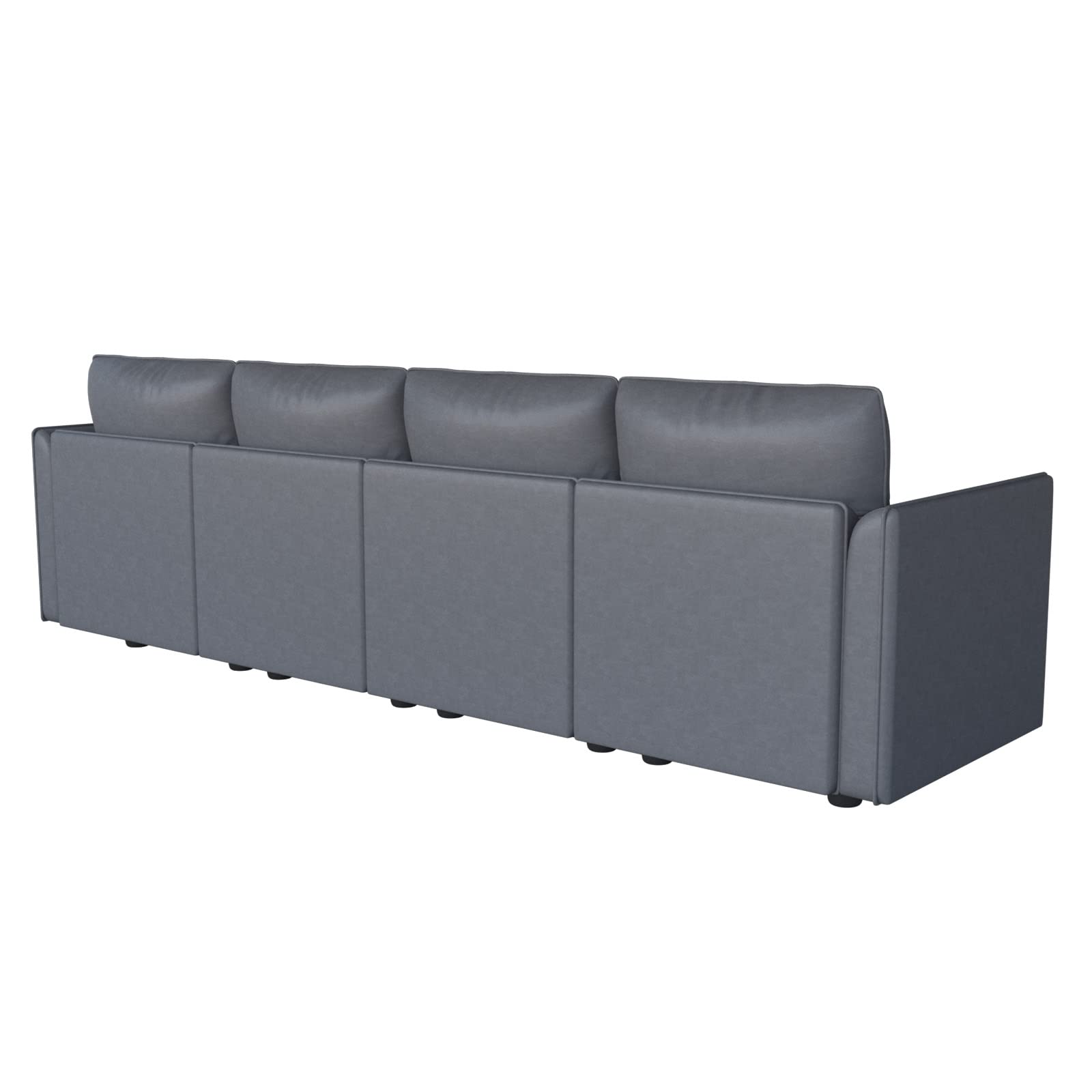 LLappuil Modular Sofa Faux Leather Fabric 102" Sectional Couch 4 Seater with Storage Seat, Modern Sectional Sofa for Living Room, Office, Dark Grey