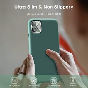 TOCOL 5-in-1 iPhone 11 Pro Max Case: 2 Screen & Camera Protectors, Liquid Silicone, Shockproof, 6.5'' Midnight Green