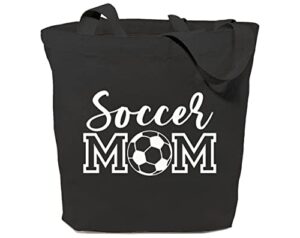 gxvuis soccer mom canvas tote bag for women aesthetic football reusable grocery shoulder shopping bags funny gifts for mama black