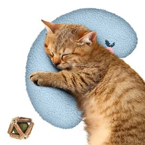 pet pillows for cat pet toy, soft fluffy cat pillow, catnip toy ball pet toy, pet calming toy joint relief sleeping improve pet playing toys machine washable-blue
