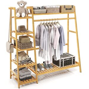 fzfhsj clothing garment rack extral large clothes organizer with 7-tier storage shelves hanging hook
