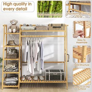 FZFHSJ Clothing Garment Rack Extral Large Clothes Organizer with 7-Tier Storage Shelves Hanging Hook