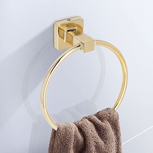 Bathroom Hardware Set 4 Pieces,Gold Towel Bar Set Stainless Steel, 17In Hand Towel Bar, Towel Ring, Robe Towel Hooks,Toilet Paper Holder, Bathroom Towel Rack Set