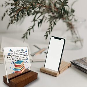 Book Quote Home Office Desk Decor Sign Inspirational Book Lover Gift Butterfly Acrylic With Wooden Stand Sign for Book Lover Cowoker Sister Women Friends Gift