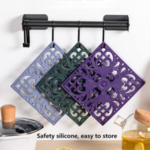 Smithcraft Silicone Trivets for Hot Dishes, Square Trivet Mat for Hot Pots and Pans, Hot Pads for Kitchen, Heat Resistant Mats for Counter & Table, Multi Function Silicone Pot Holders Set of 3 Green