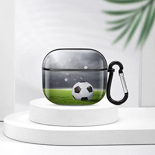 Omw2fyb AirPods Case Soccer on Grass Cover for AirPods 3 with Keychain Full Protective AirPods Accessories Skin Cover for Women Girl Men Boy