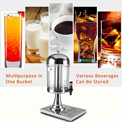 FIPUEN Single Beverage Dispenser, 2Gal/8L Stainless Steel Drink Dispenser, Juice Dispenser With Drip Trays, Central Cube for Insulation/Heating/Cooling, Suitable for Restaurant Home Hotel Party Bar