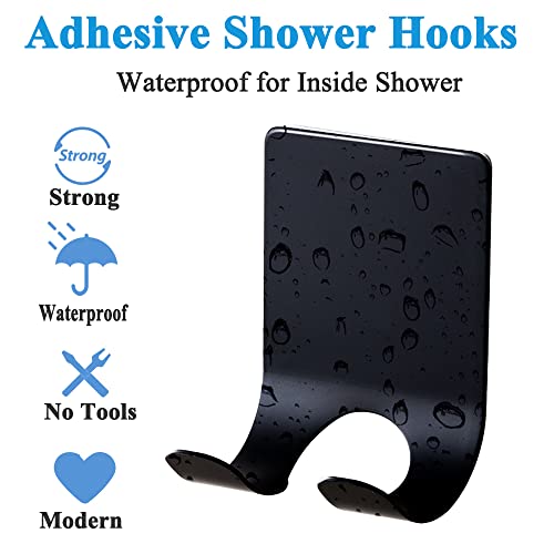 Fotosnow Black Razor Holder for Shower 6.6lb(Max) Shaver Holder Hanger Wall Adhesive Shower Hooks Stand Stainless Steel Utility Hook Bathroom Kitchen Organizer-4 Packs